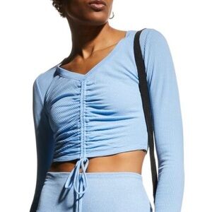 Alo Blue Ribbed Crop Top
